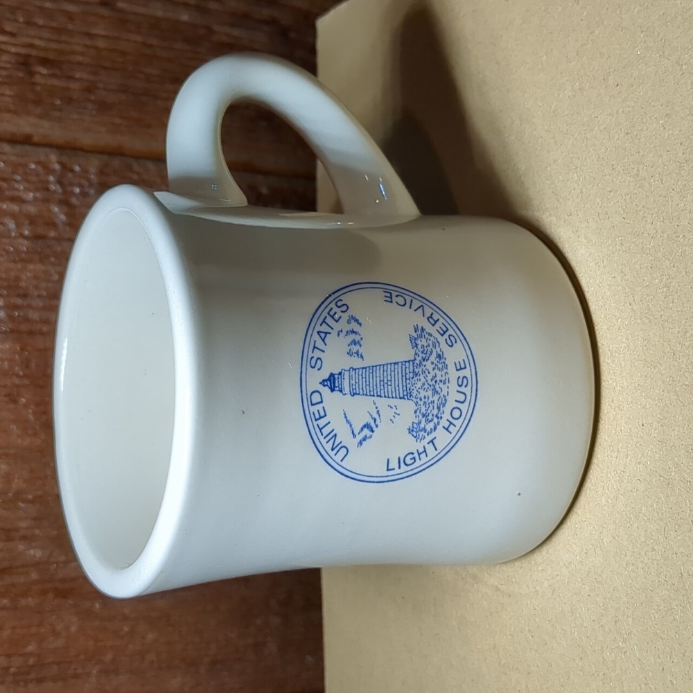 United States Light House Service vintage coffee mug M Ware heavy pottery